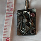 Oxidized Antiqued Abstract Geometric Sterling Pendant with Moonstone and Pink Tourmaline