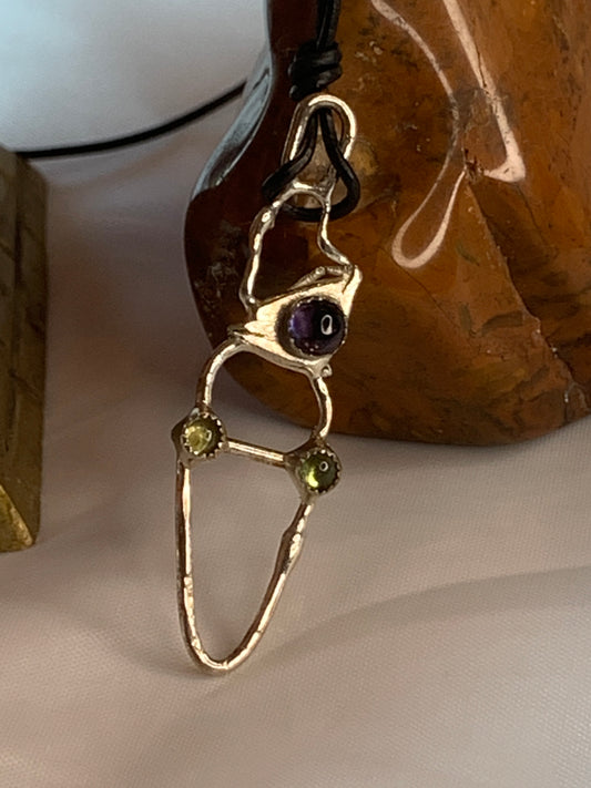 Peridot and Amethyst Sterling Silver Geometric Pendant Jewelry