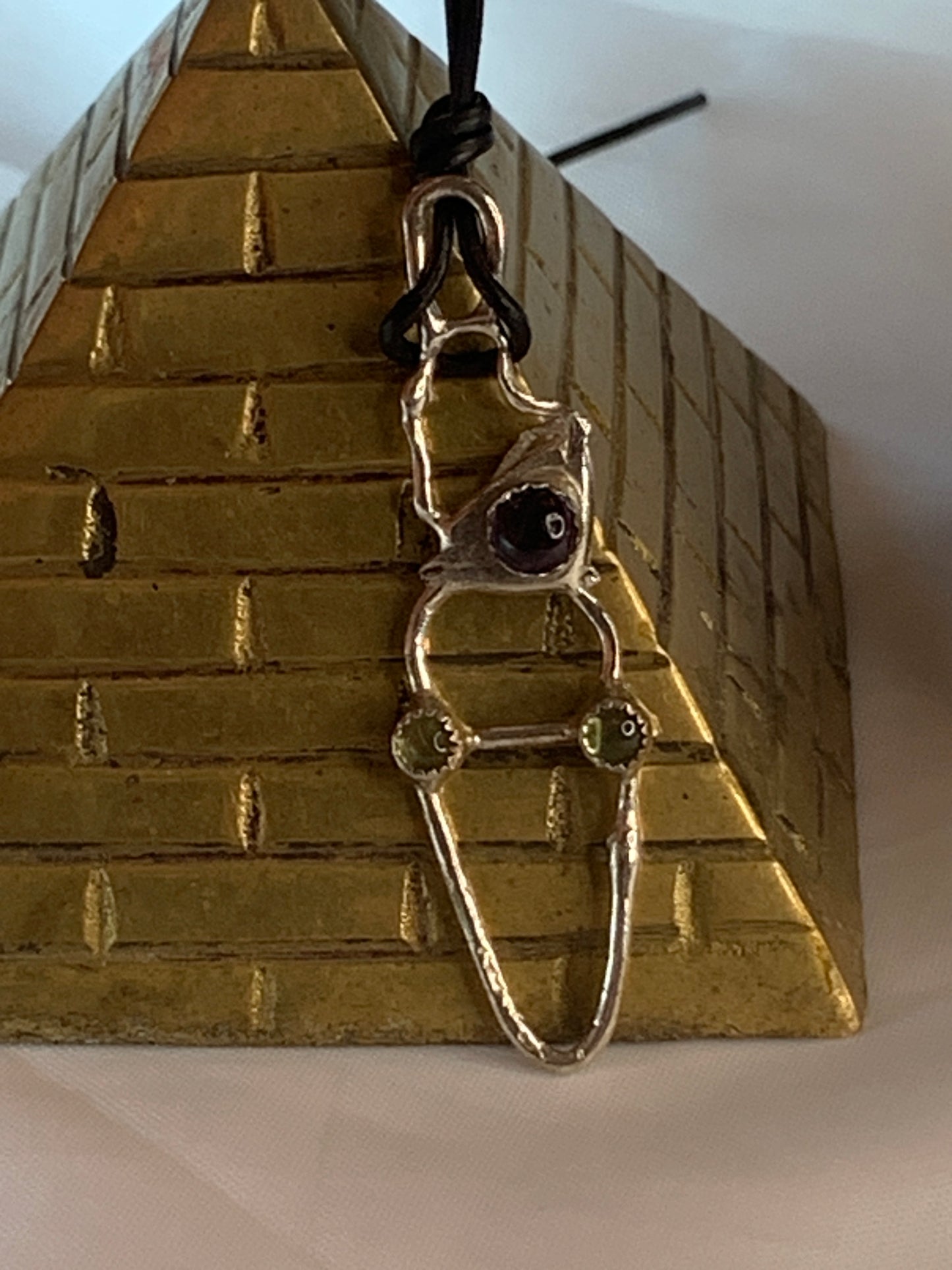 Peridot and Amethyst Sterling Silver Geometric Pendant Jewelry