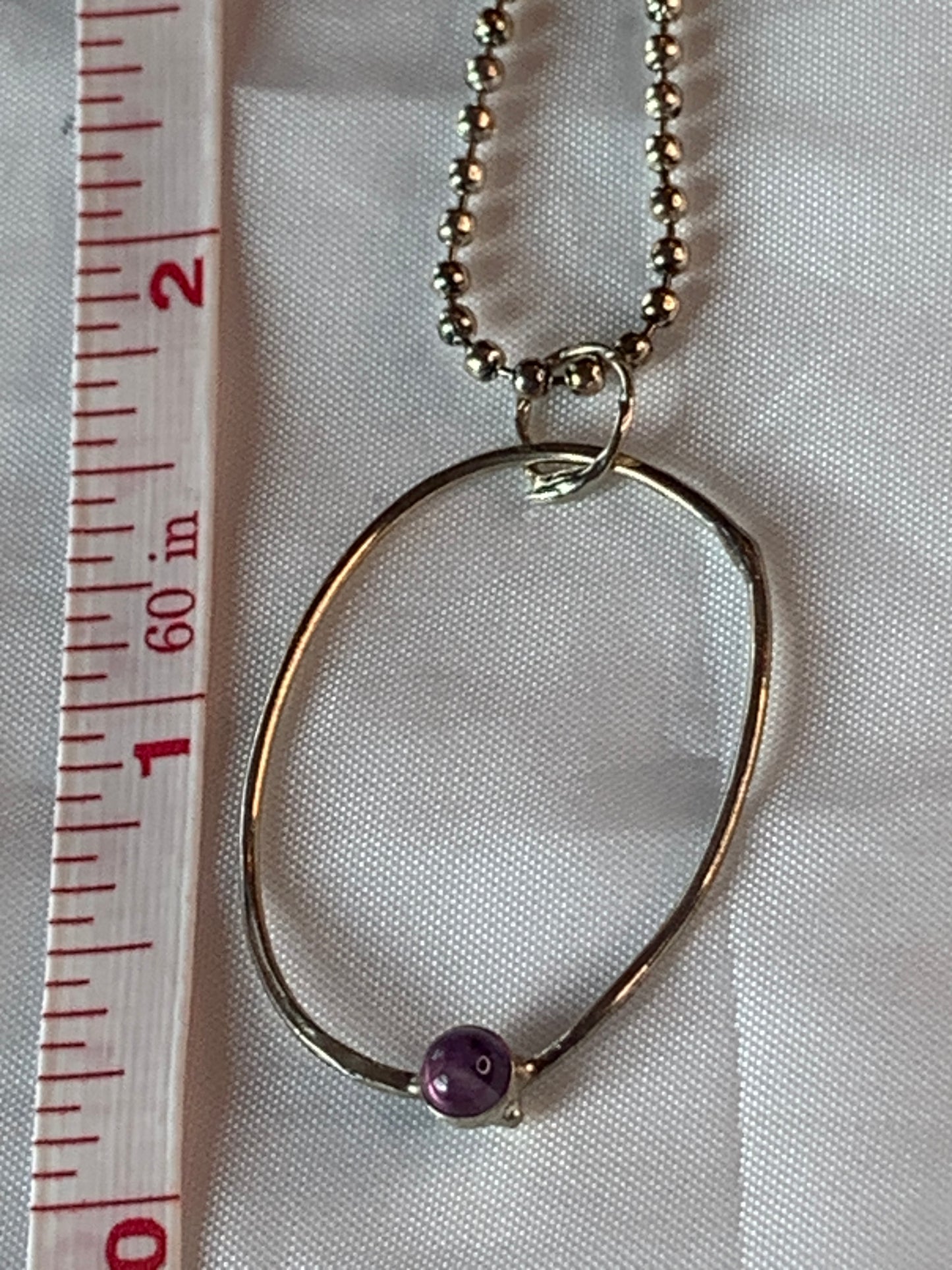 Minimalist Geometric Sterling Silver Amethyst Pendant