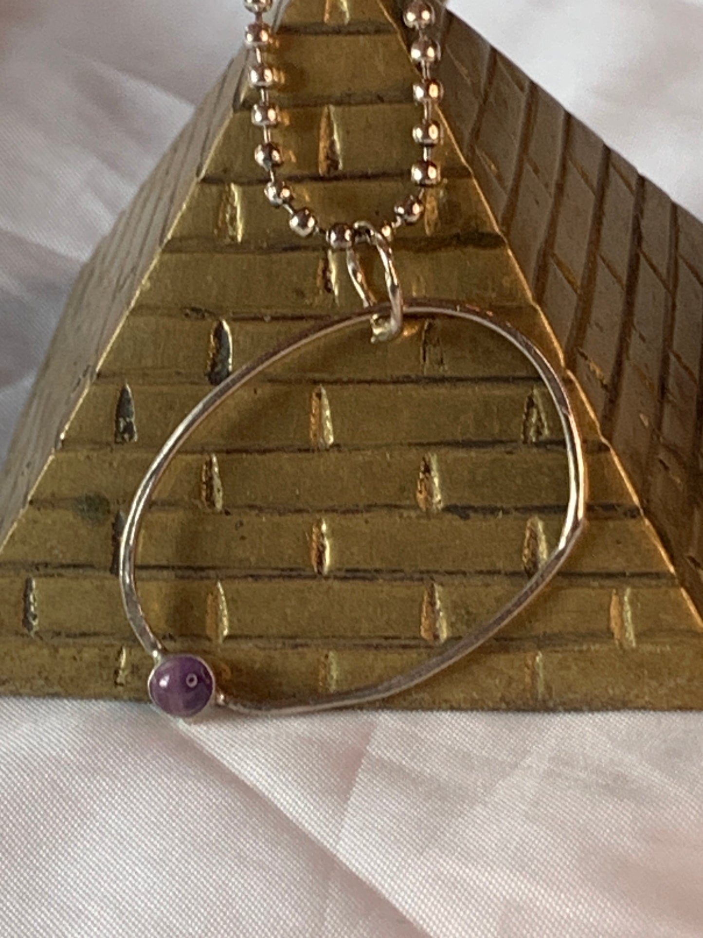 Minimalist Geometric Sterling Silver Amethyst Pendant