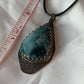 Large Oxidized Hammered Moon Shattuckite Sterling Silver Pendant