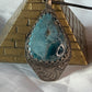 Large Oxidized Hammered Moon Shattuckite Sterling Silver Pendant