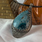 Large Oxidized Hammered Moon Shattuckite Sterling Silver Pendant