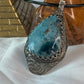 Large Oxidized Hammered Moon Shattuckite Sterling Silver Pendant