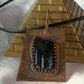 Large Raw Black Tourmaline Copper Geometric Pendant