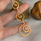 Large Geometric Unique Hammered Copper Spiral Trinity Pendant