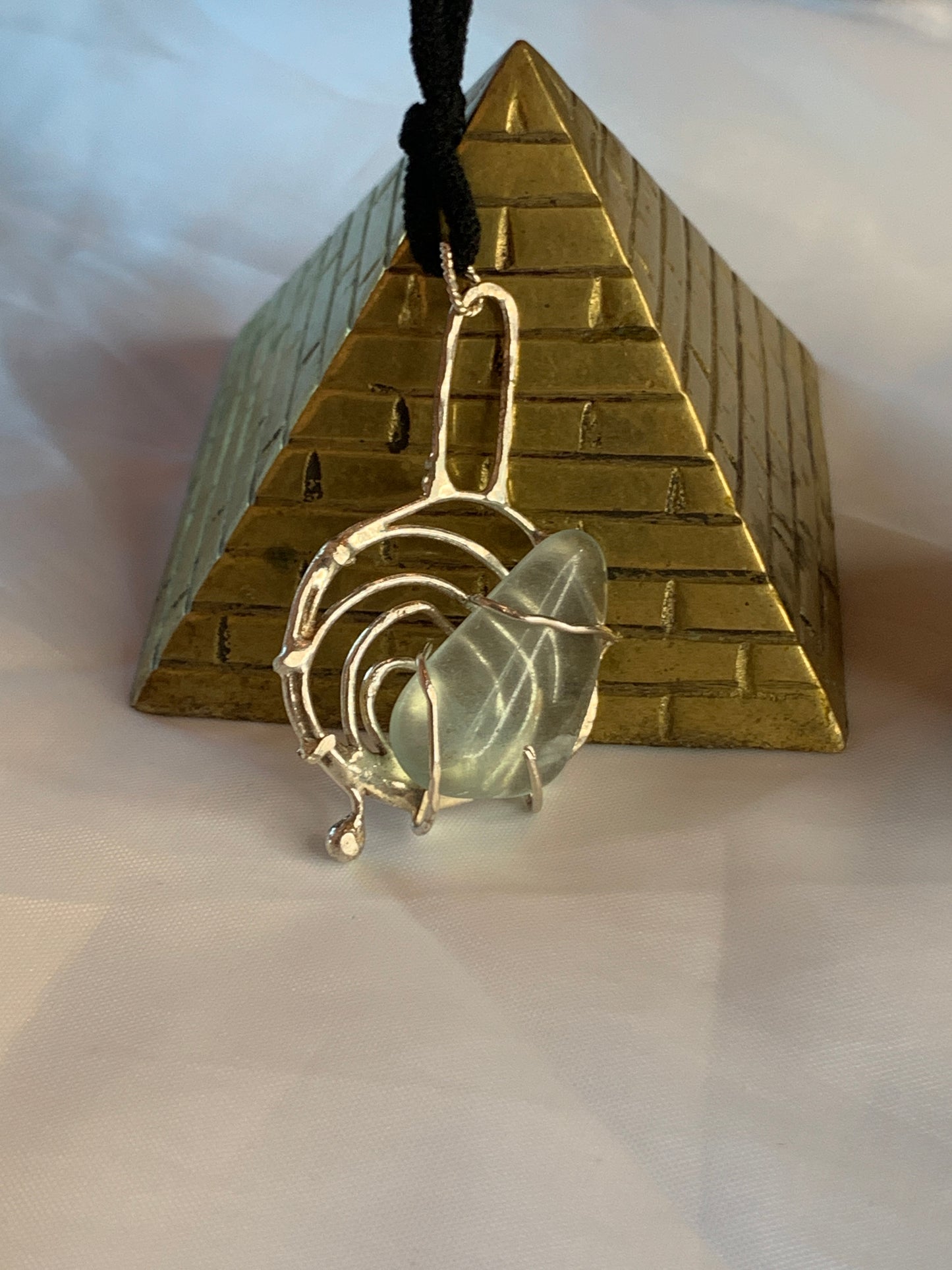 Unique Abstract Fluorite Sterling Silver Pendant