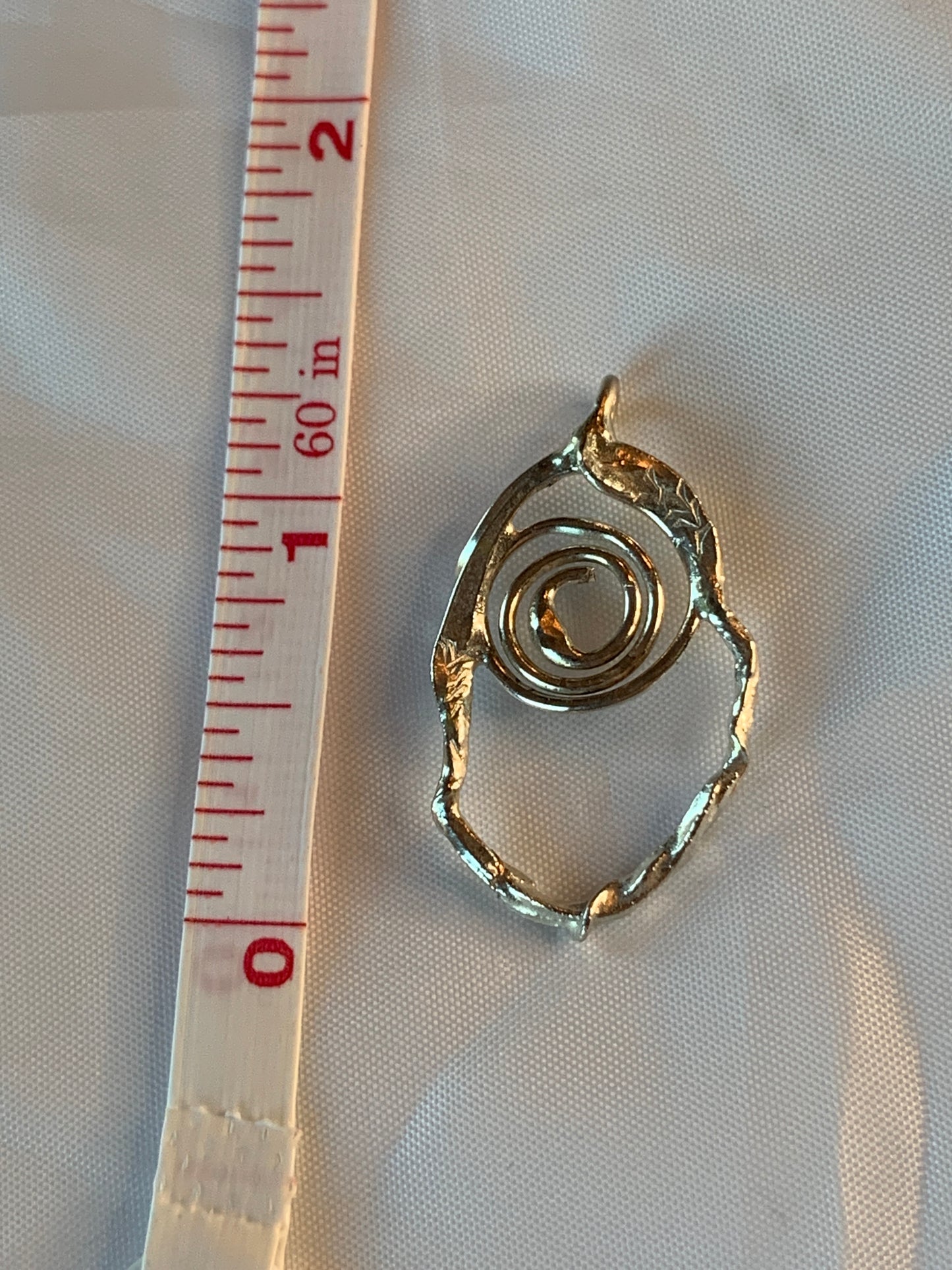 Fused Abstract Sterling Silver Spiral Pendant