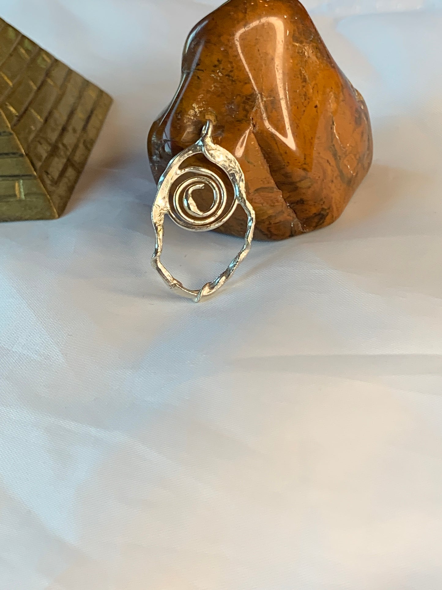 Fused Abstract Sterling Silver Spiral Pendant