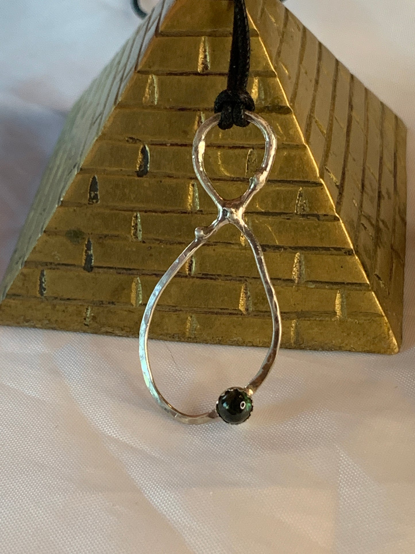 Sterling Silver Green Tourmaline Infinity Geometric Pendant