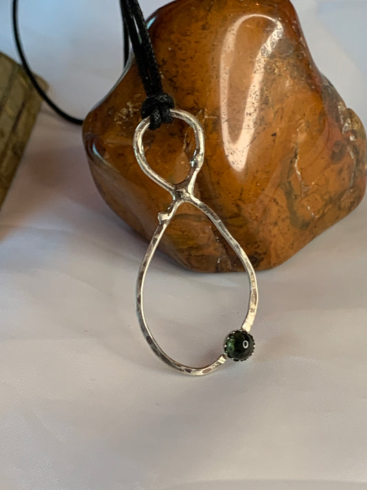 Sterling Silver Green Tourmaline Infinity Geometric Pendant