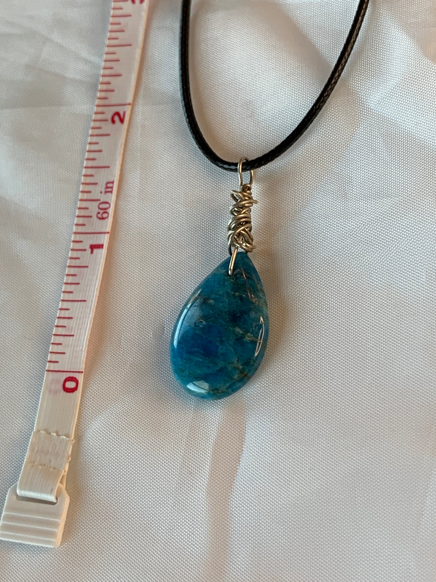 Minimalist Sterling Silver Blue Apatite Pendant