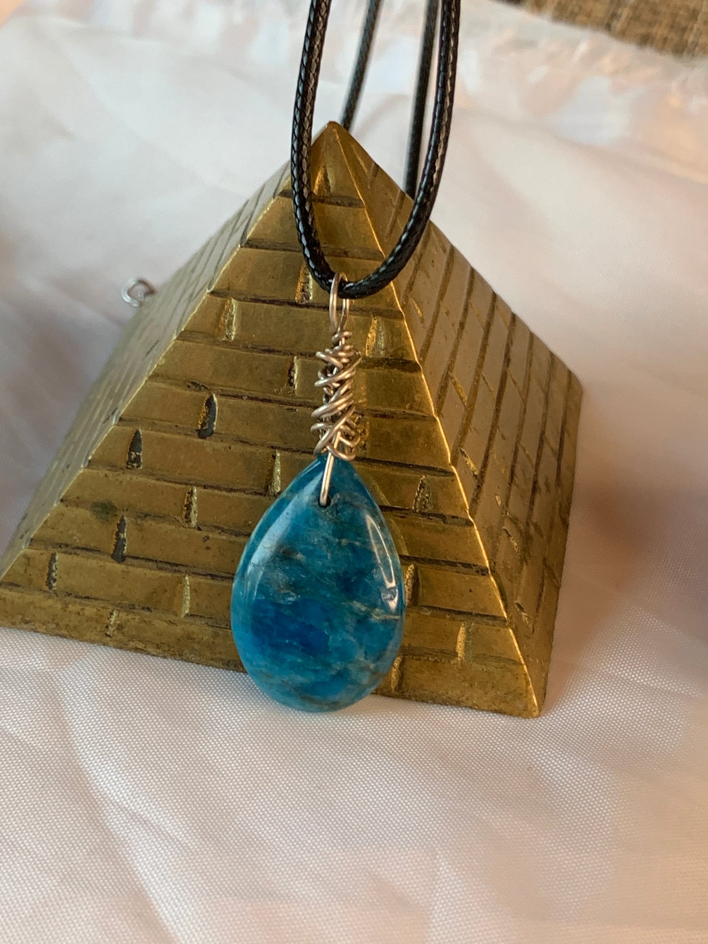 Minimalist Sterling Silver Blue Apatite Pendant