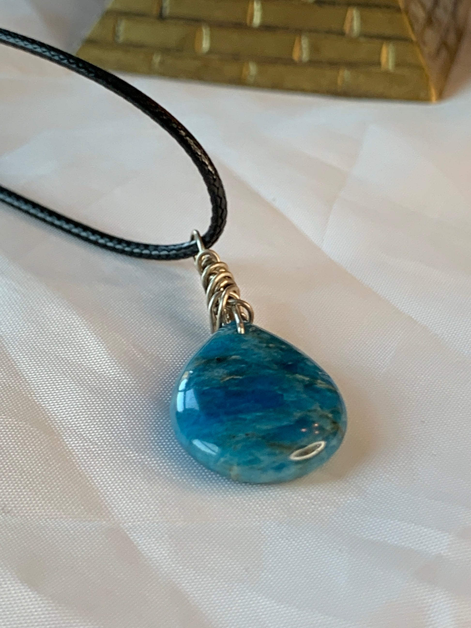 Minimalist Sterling Silver Blue Apatite Pendant