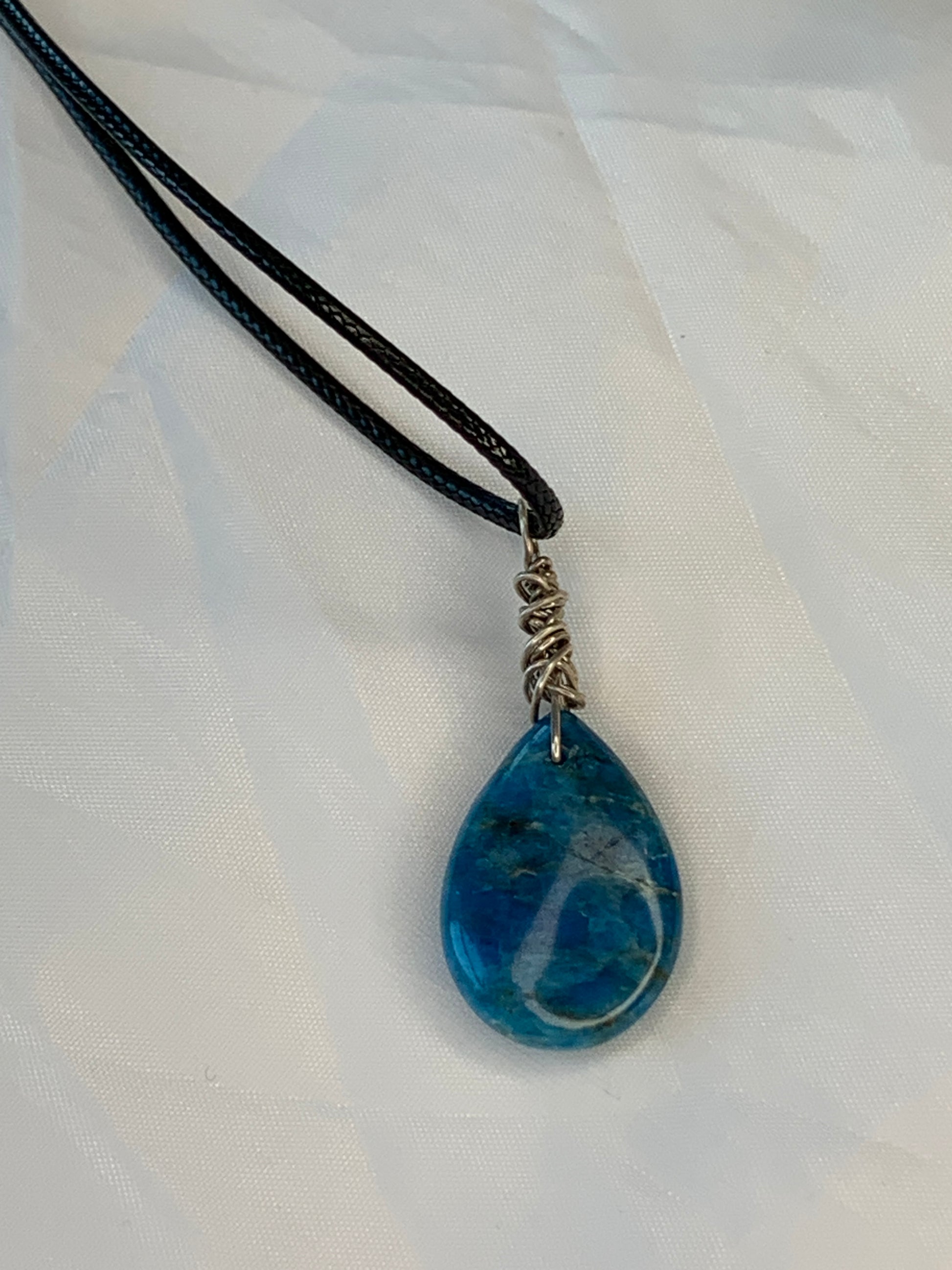 Minimalist Sterling Silver Blue Apatite Pendant