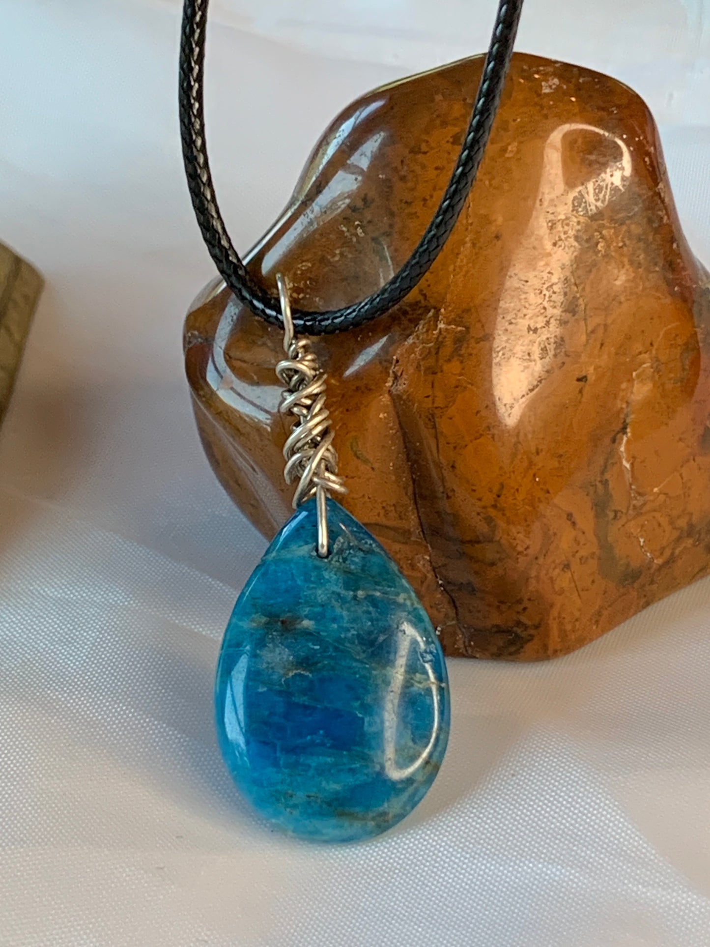 Minimalist Sterling Silver Blue Apatite Pendant