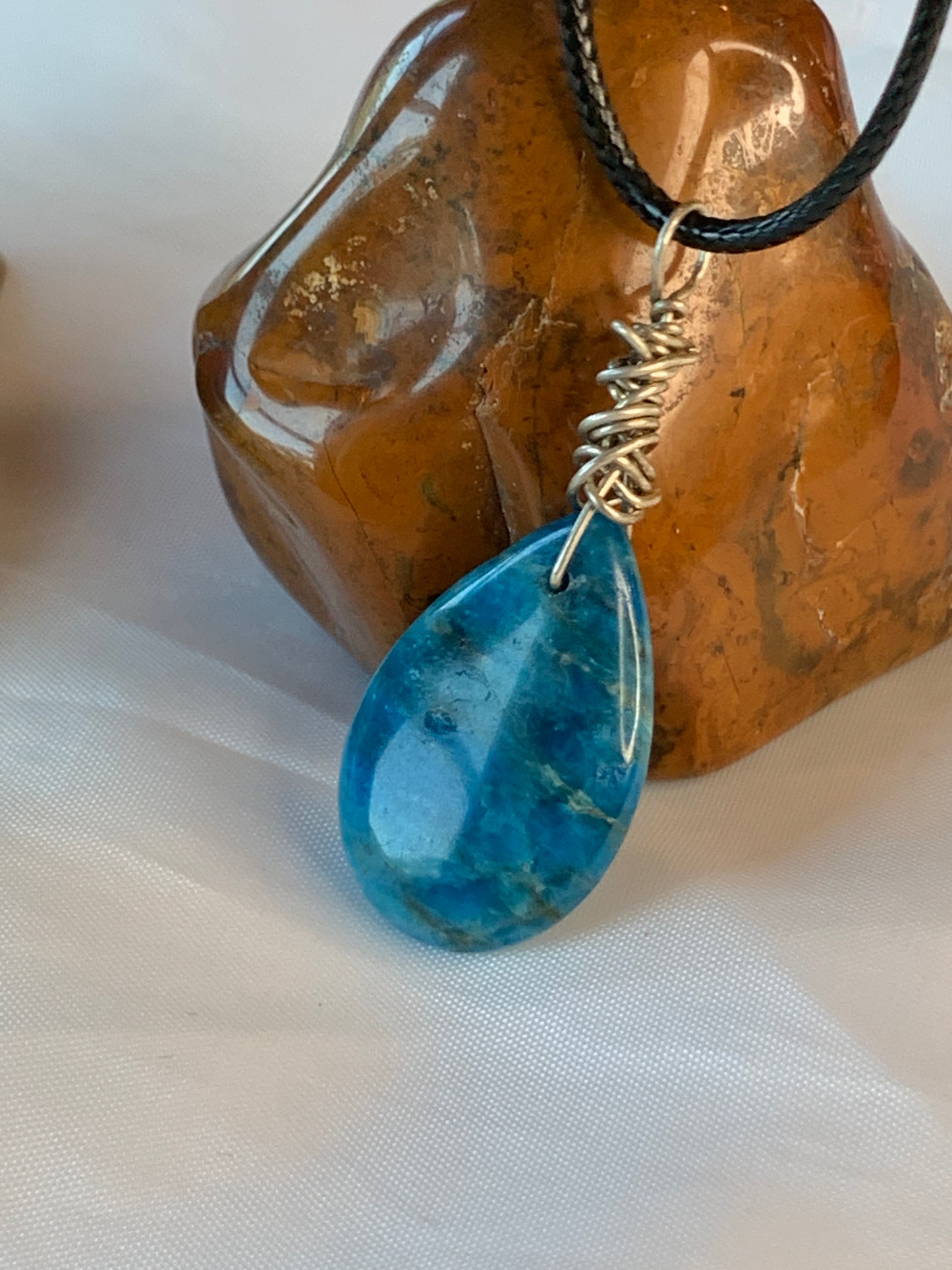 Minimalist Sterling Silver Blue Apatite Pendant