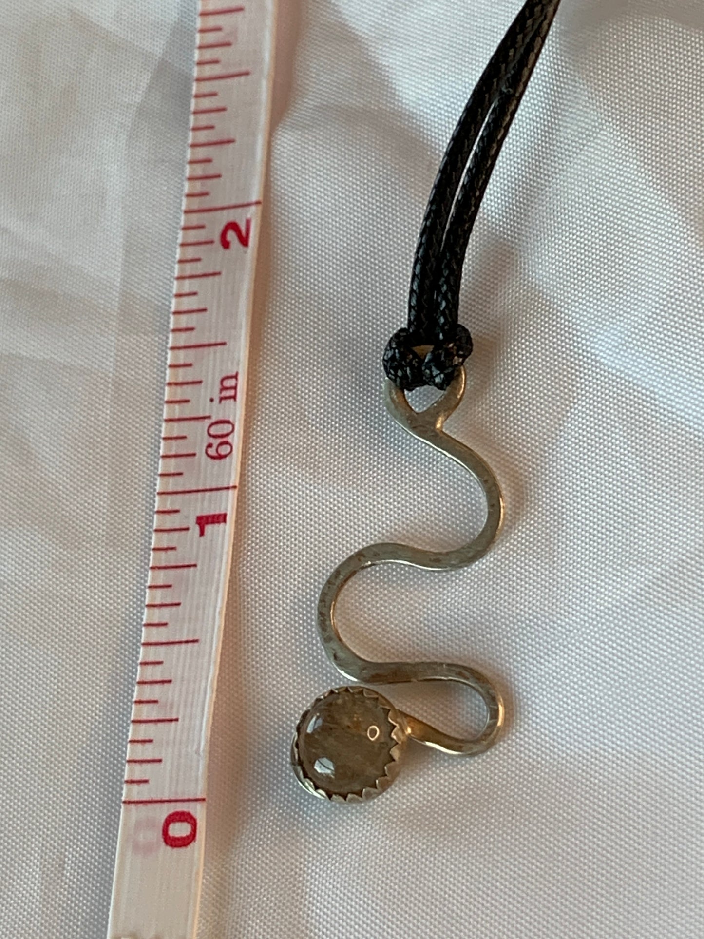 Rutile Quartz and Sterling Silver Spiral Snake Pendant