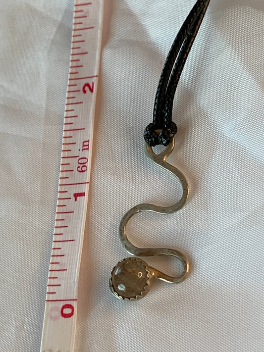 Rutile Quartz and Sterling Silver Spiral Snake Pendant