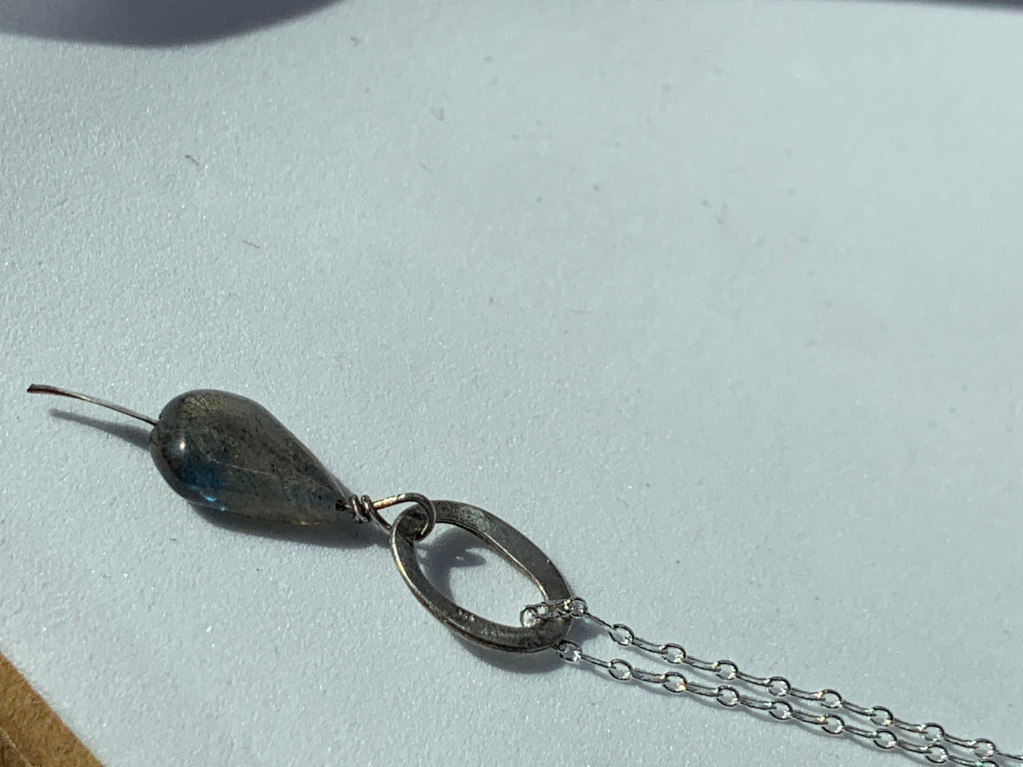 Sterling Silver Labradorite Necklace Minimalist Jewelry Necklace Geometric Design