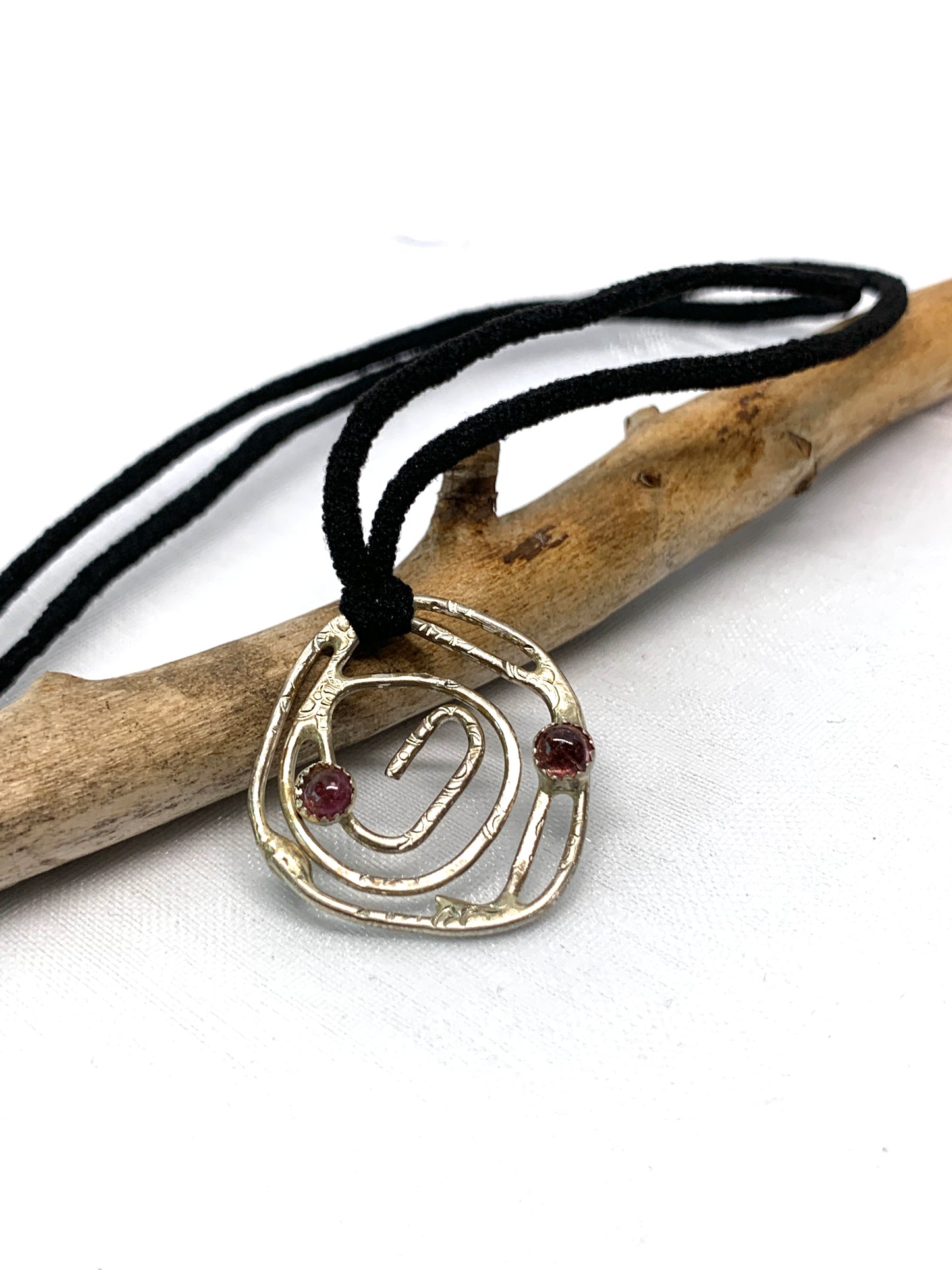 Pink Tourmaline Sterling Silver Sigil Symbol Spiral Necklace Jewelry Pendant