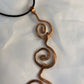 Large Geometric Unique Hammered Copper Spiral Trinity Pendant