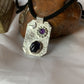 Sterling Silver Geometric Pendant Necklace Amethyst and Iolite