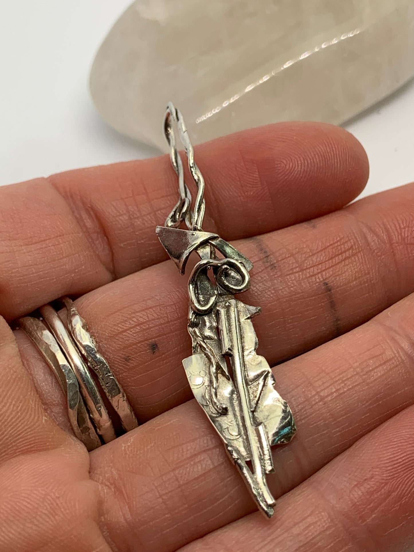 Unique Large Sterling Silver Fused Dagger Pendant Jewelry