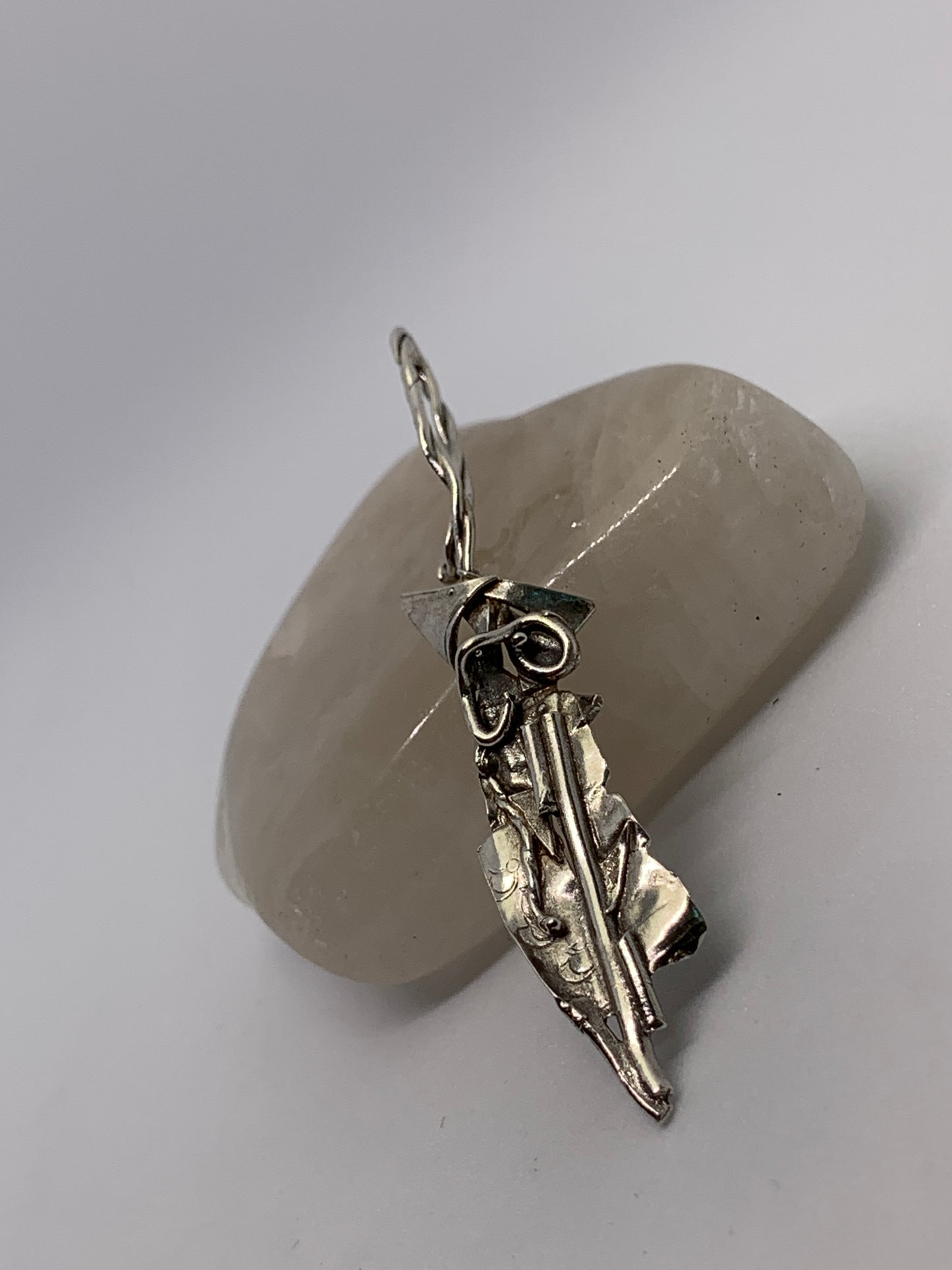 Unique Large Sterling Silver Fused Dagger Pendant Jewelry