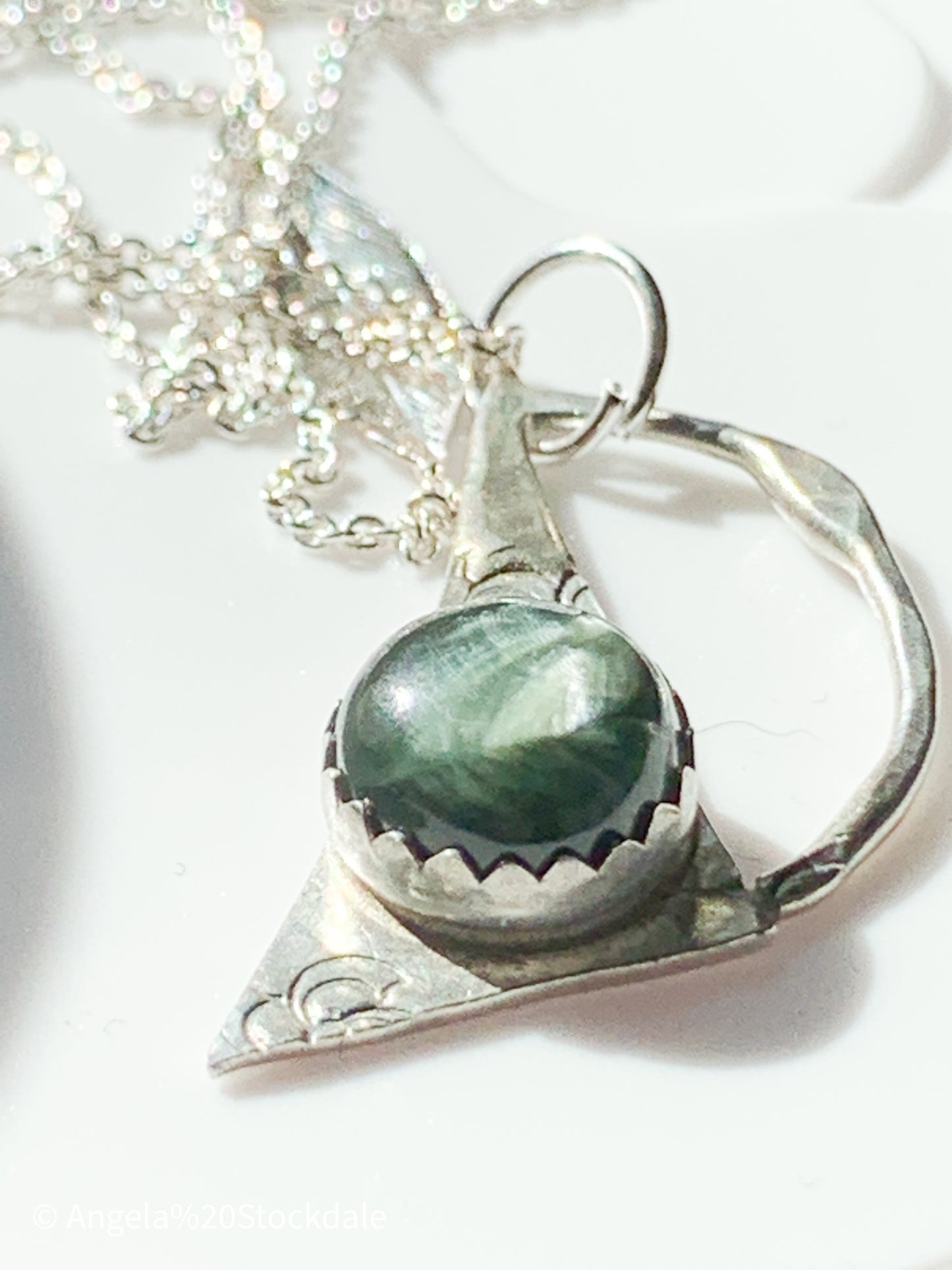 Geometric Seraphinite Sterling Silver Necklace