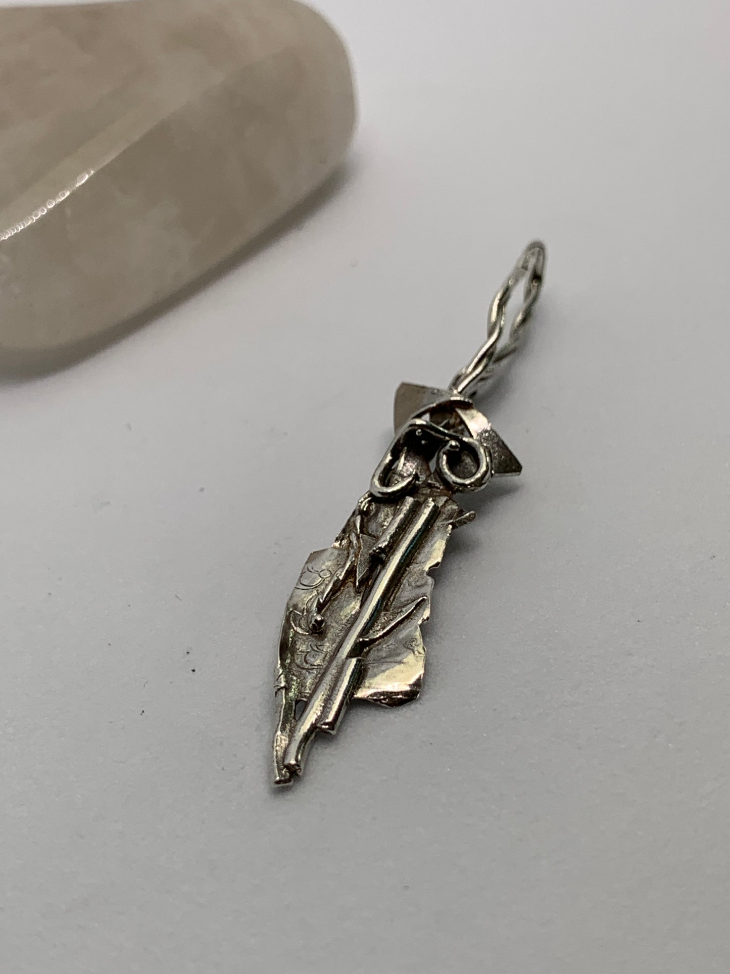 Unique Large Sterling Silver Fused Dagger Pendant Jewelry