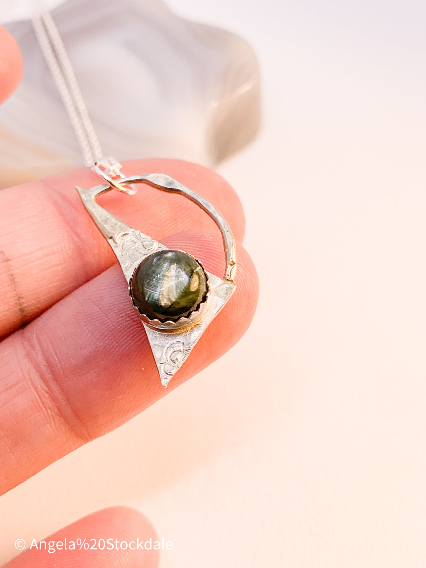 Geometric Seraphinite Sterling Silver Necklace