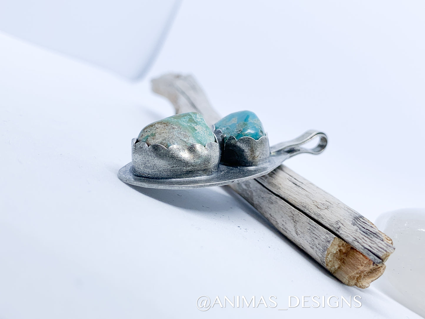 Large Oxidized Mexican Turquoise Nugget Sterling Silver Pendant