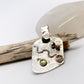 Green and Pink Geometric Large Tourmaline and Sterling Silver Pendant