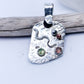 Green and Pink Geometric Large Tourmaline and Sterling Silver Pendant