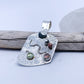Green and Pink Geometric Large Tourmaline and Sterling Silver Pendant
