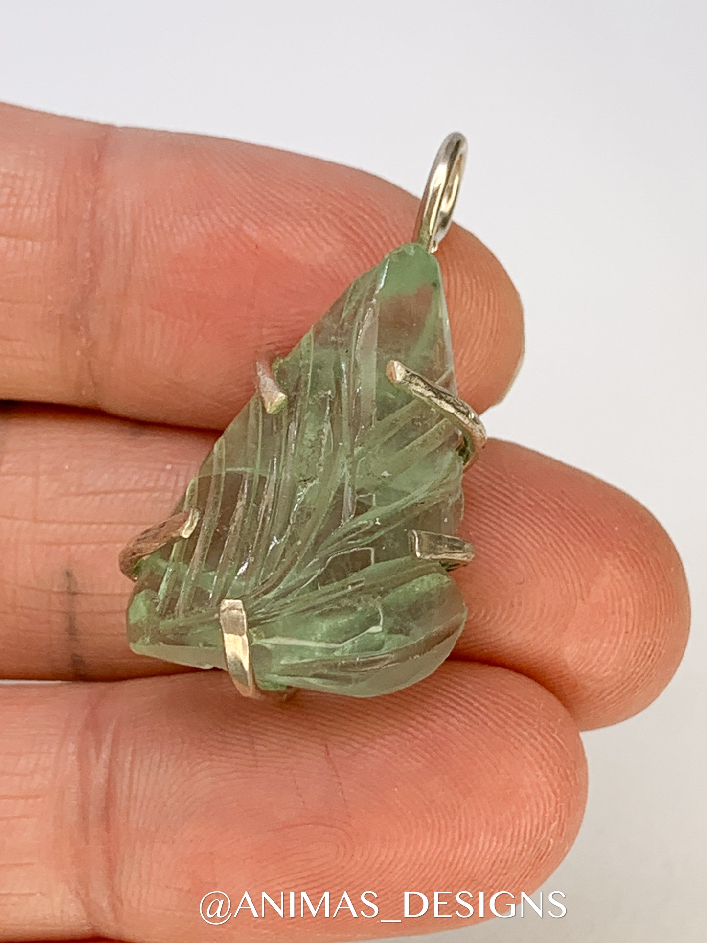 Carved Fluorite Sterling Silver Pendant