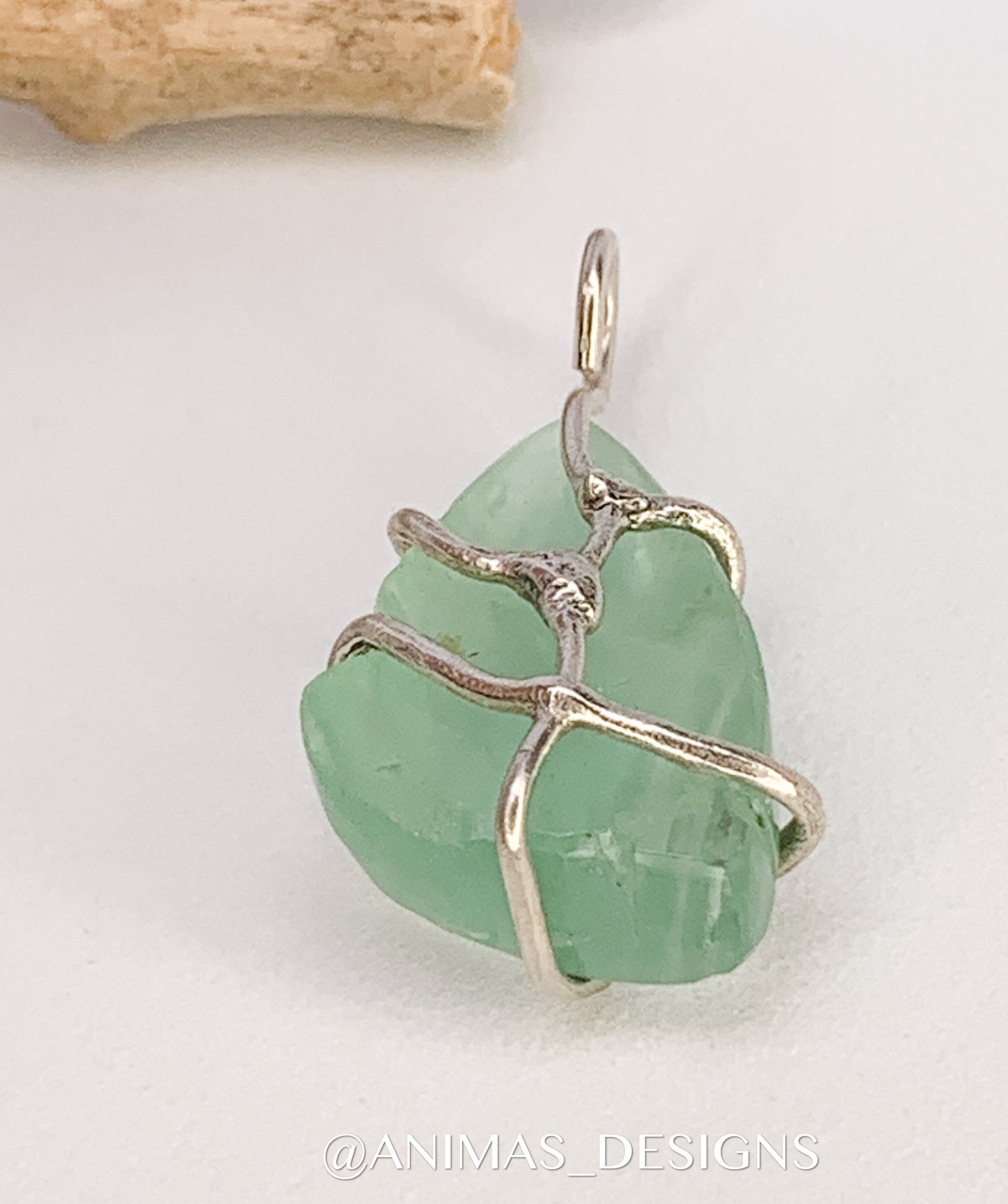 Carved Fluorite Sterling Silver Pendant