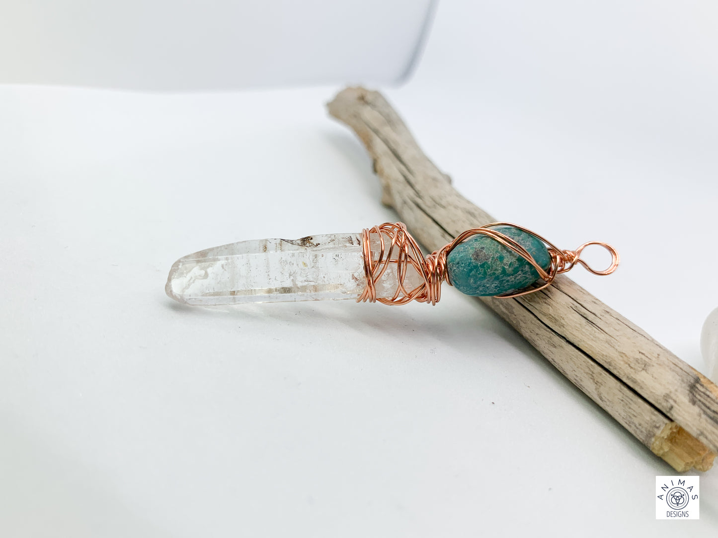 Sterling Silver Turquoise and Quartz Crystal Minimalist Pendant