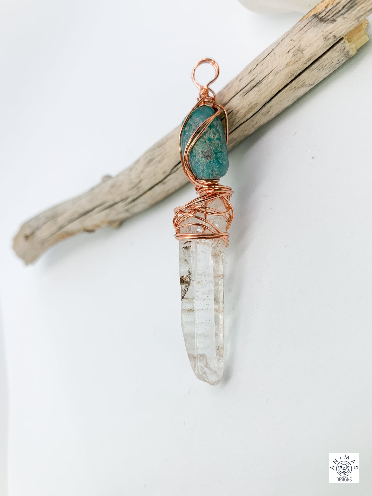 Sterling Silver Turquoise and Quartz Crystal Minimalist Pendant