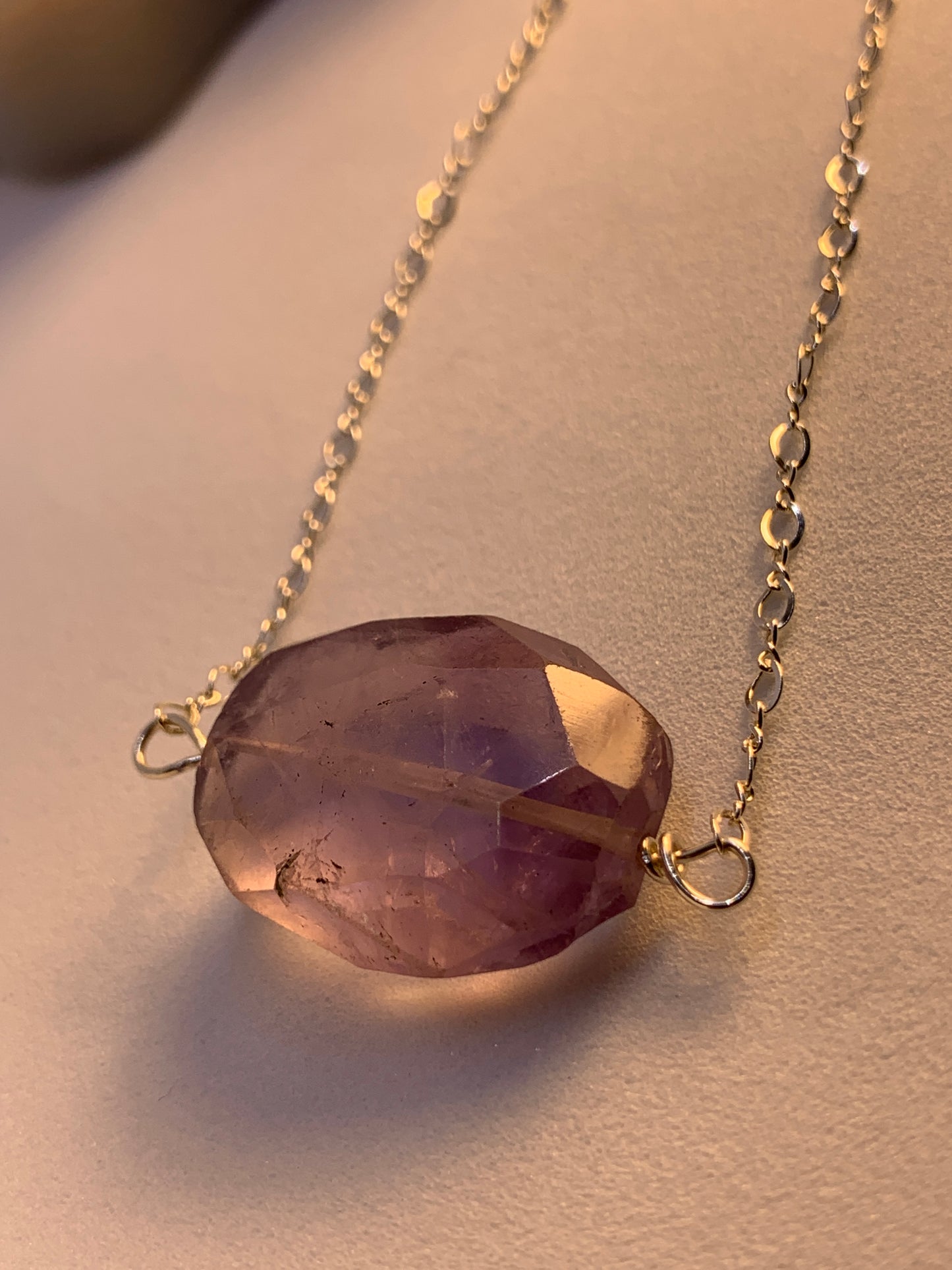 Large Amethyst Stone Sterling Silver Necklace