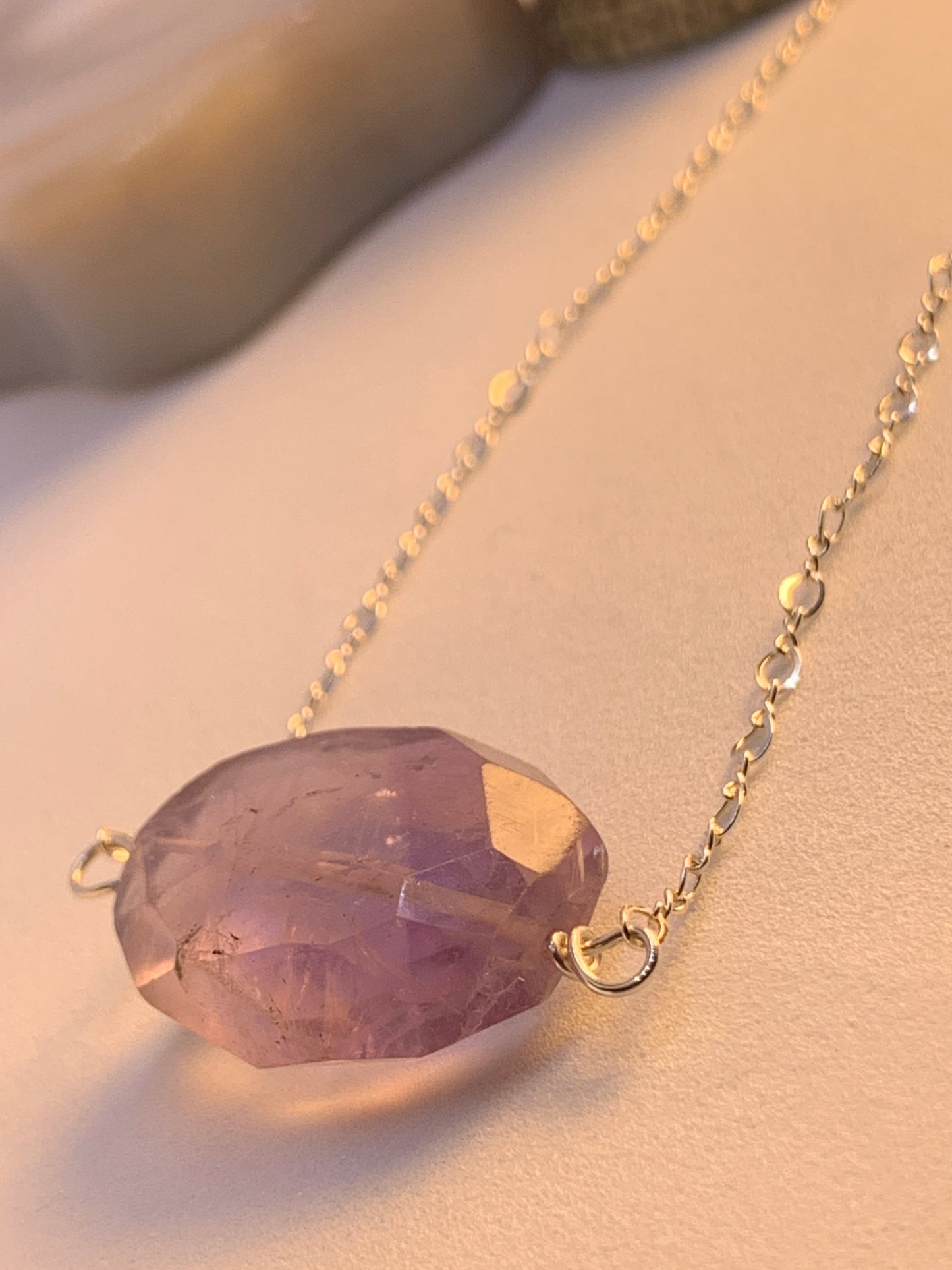 Large Amethyst Stone Sterling Silver Necklace