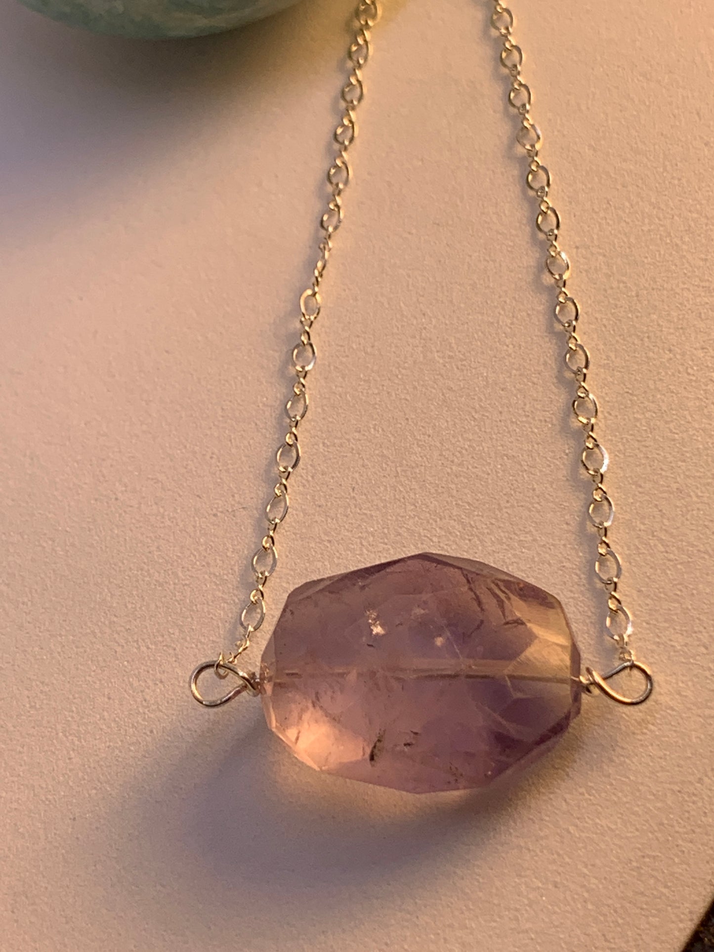 LargeHuge Faceted Polished Amethyst Minimalist Simple Stone Sterling Silver Necklace