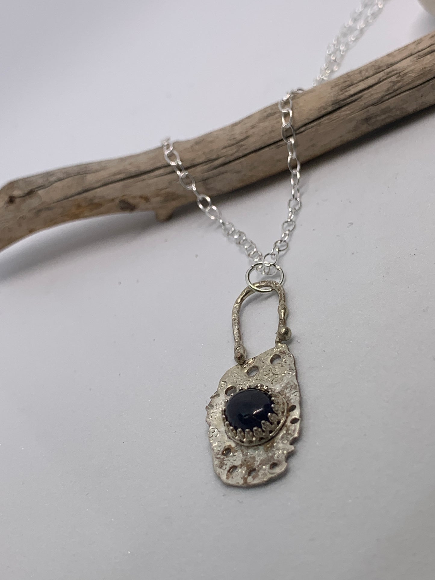 Abstract Iolite Sterling Silver Pendant Necklace Jewelry