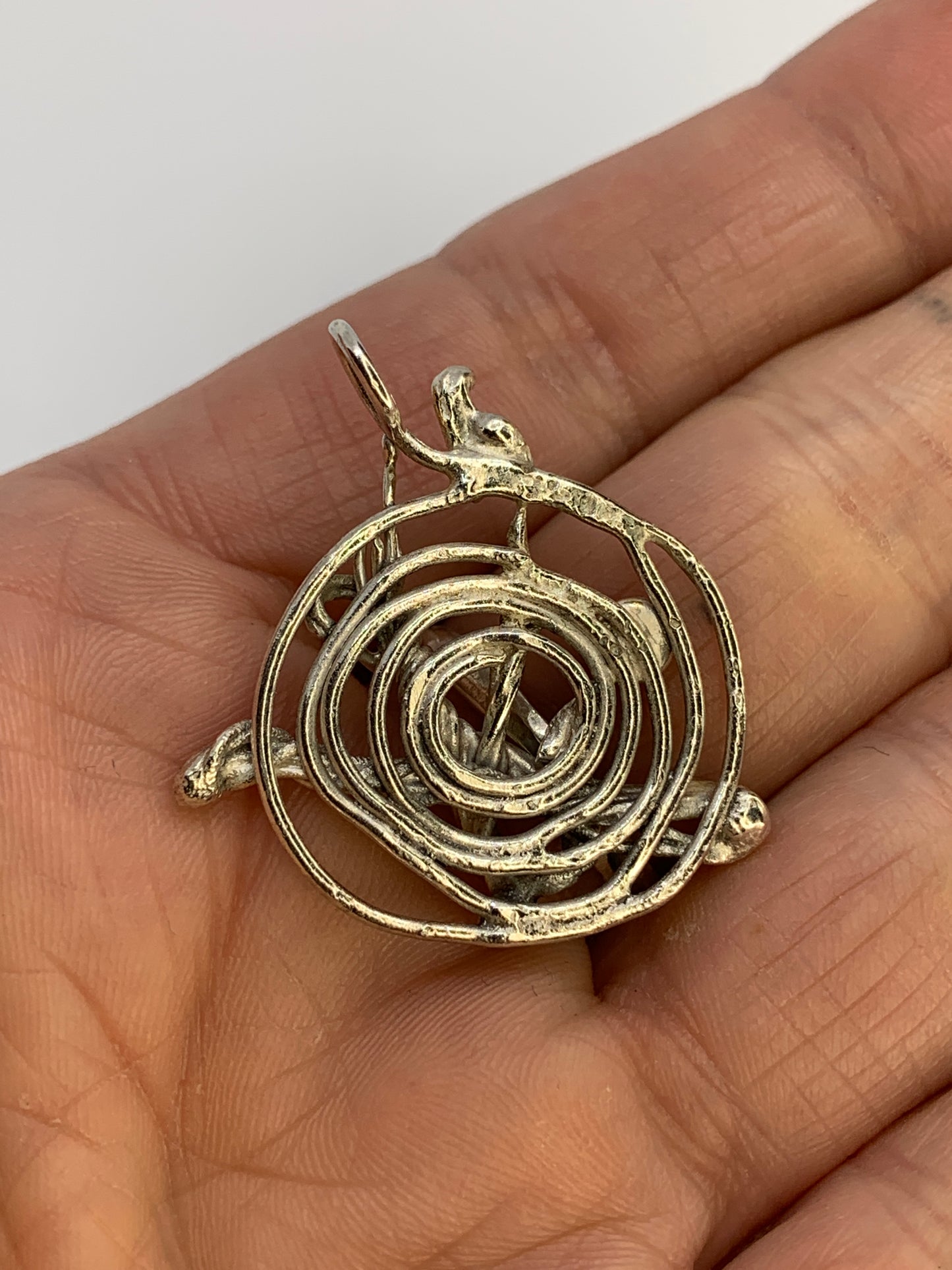 Spiral Abstract Amethyst Sterling Silver Pendant