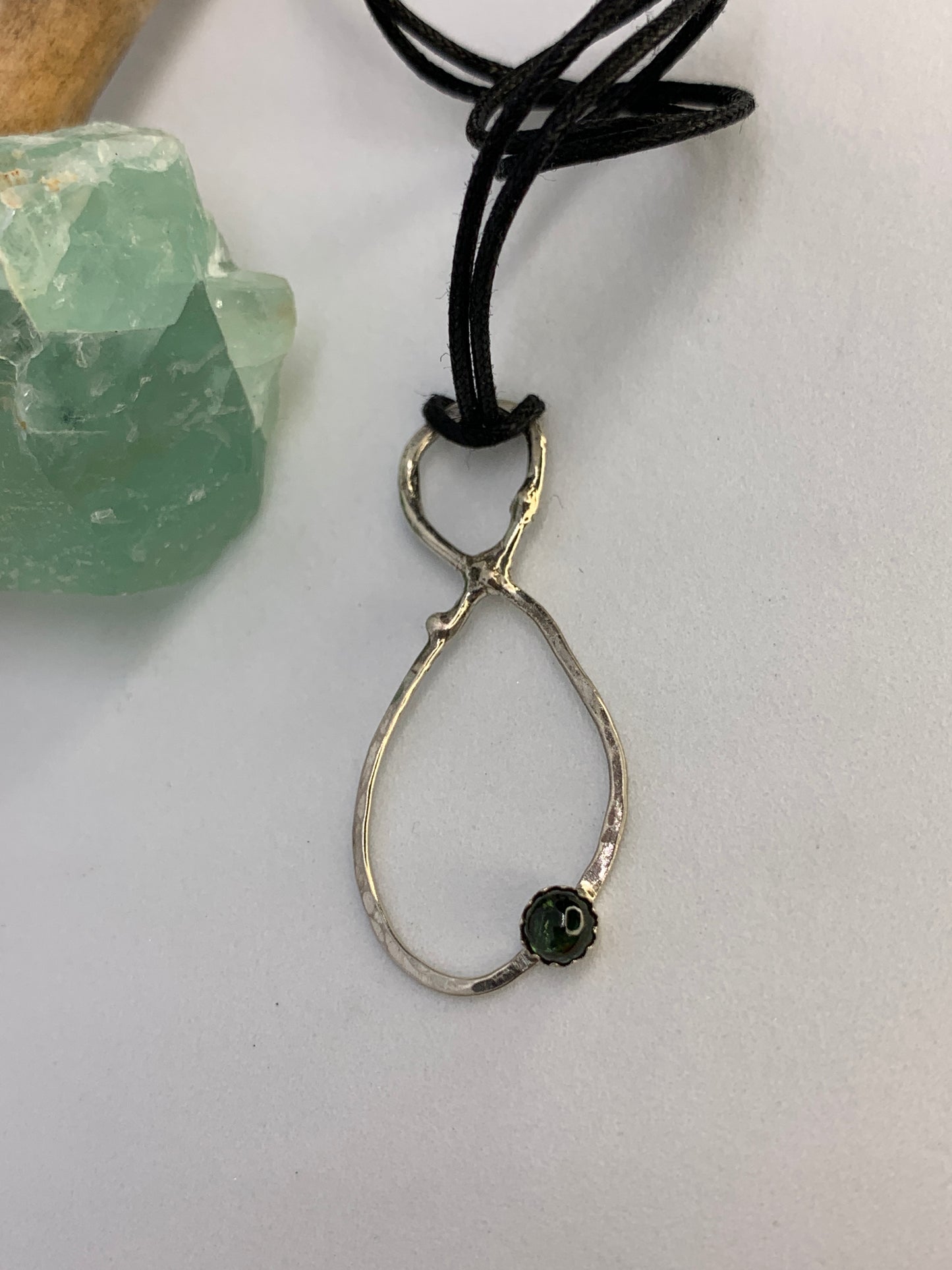 Sterling Silver Green Tourmaline Infinity Geometric Pendant