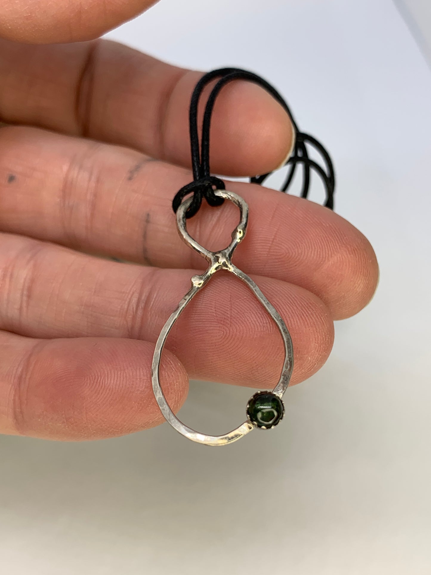 Sterling Silver Green Tourmaline Infinity Geometric Pendant