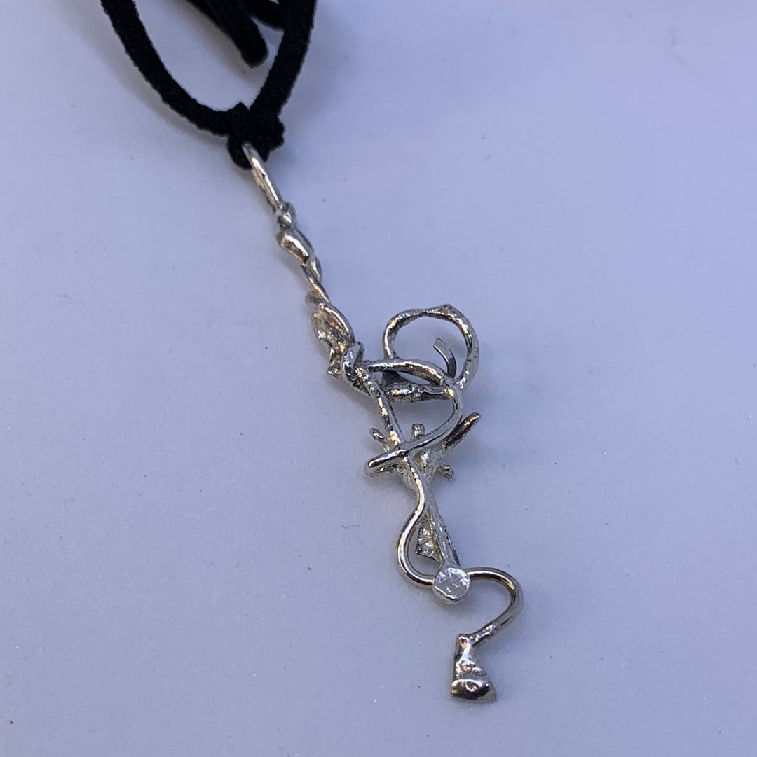 Geometric Sigil Snake Goddess Pendant Sterling Silver