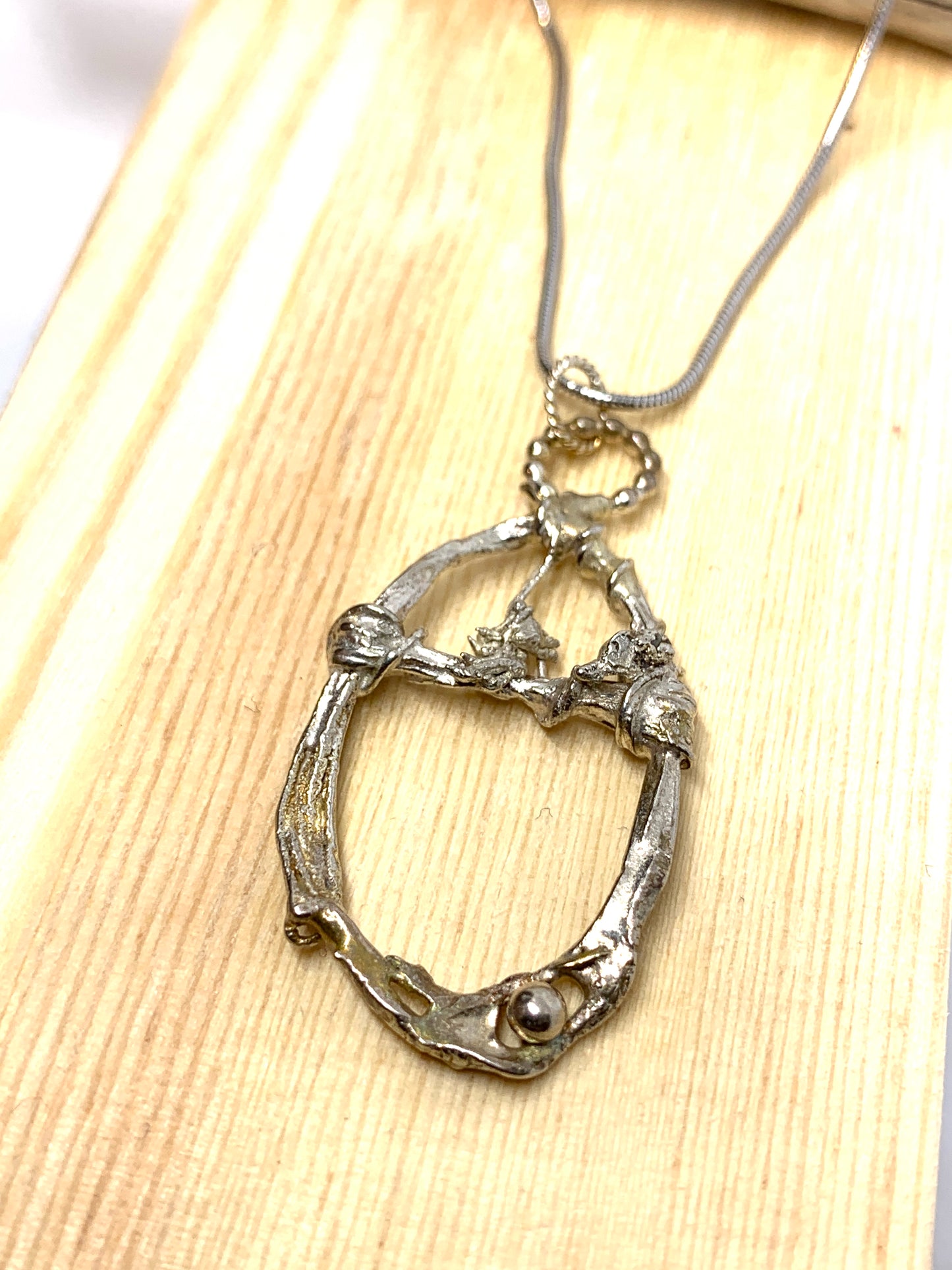 Fused Sterling Silver Necklace Circle Spiral Geometric Design